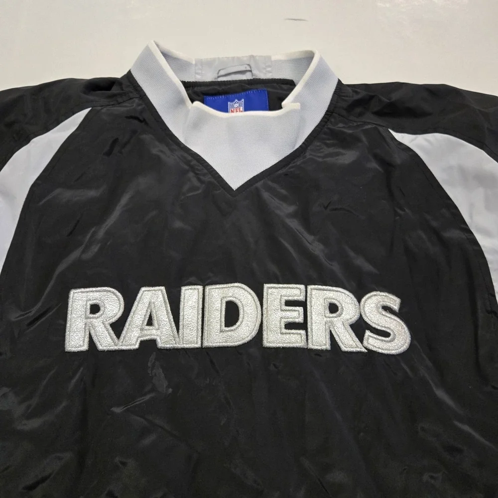 Vintage Reebok NFL On Field Jacket Black Oakland Raiders Windbreaker Med 90s Y2K